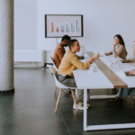 marketing team meeting in conference room